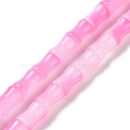 Glass Beads Strands, Bamboo Stick Shape, Hot Pink, 11.5~12x8~8.5mm, Hole: 1.1mm, about 30Pcs/strand, 14.17 inch(36cm)(GLAA-G083-01A)