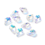 AB Color Plated Electroplate Glass Pendants, Faceted, Leaf, Clear AB, 16x11x6mm, Hole: 1mm(EGLA-O003-06C-01)