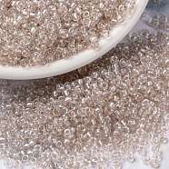 MIYUKI Round Rocailles Beads, Japanese Seed Beads, Fancy Lined Soft, (RR3641) Fancy Lined Soft Blush, 8/0, 3mm, Hole: 1mm, about 2111~2277pcs/50g(SEED-X0055-RR3641)