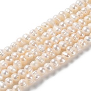 Natural Cultured Freshwater Pearl Beads Strands, Potato, Grade A+, PapayaWhip, 4~7x5~5.5mm, Hole: 0.5mm, about 69pcs/strand, 13.66~13.86 inch(34.7~35.2cm)(PEAR-E018-54)