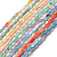 Natural Freshwater Shell Dyed Beads Strands, Horse Eye, Mixed Color, 9.5x5mm, Hole: 0.8mm, about 41pcs/strand, 14.96''(38cm)(SHEL-M018-13)