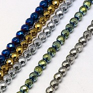 Electroplate Non-magnetic Synthetic Hematite Beads Strands, Faceted, Round, Grade A, Mixed Color, 3mm, Hole: 1mm, about 127pcs/strand, 16 inch(G-J169B-3mm-M)