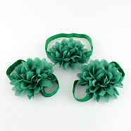 Newborn Baby Gift Sets, Baby Flower Headbands & Baby Barefoot Sandals, Sea Green, 112mm, 50mm(X-OHAR-R108-07)