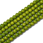Normal Glass Strand Beads, Yellow Green, 6mm, Hole: 0.5mm, about 68pcs/strand, 16''(40.64cm)(GLAA-M042-6mm-KX023)