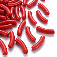 Opaque Acrylic Beads, Curved Tube, Red, 32x9.5x8mm, Hole: 1.8mm(X-MACR-S372-002B-S010)