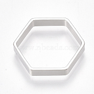Brass Lining Rings, Hexagon, Real Platinum Plated, 20x18x3mm(X-KK-S350-163P)