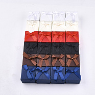 Cardboard Ring Boxes, with Sponge Inside, Square with Bowknot, Mixed Color, 5x5x4cm(CBOX-S019-09)