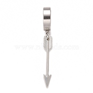 Stainless Steel Arrow Dangle Hoop Earrings, Hip-hop Punk Jewelry for Men Women, Stainless Steel Color, 45x13.5x4mm, Pin: 0.9mm(EJEW-G286-11P)