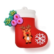 Christmas PVC Plastic Pendants, Christmas Socking, 44x46x20mm, Hole: 2mm(KY-D018-01D)