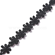 Polyester Lace Trim, Embroidery Ancient Hanfu Lace Ribbon, Flower, Black, 1/2 inch(12mm)(OCOR-WH0067-35)