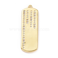 Eco-friendly Brass Micro Pave Clear Cubic Zirconia Pendants, Cadmium Free & Lead Free, Long-Lasting Plated, Rectangle, Golden, 34.5x11.5x1.8mm, Hole: 1.5mm(KK-D079-16G)