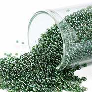 TOHO Round Seed Beads, Japanese Seed Beads, (322) Gold Luster Emerald, 15/0, 1.5mm, Hole: 0.7mm, about 3000pcs/bottle, 10g/bottle(SEED-JPTR15-0322)