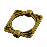 Tibetan Style Alloy Bead Frames, Lead Free & Cadmium Free, Rectangle, Antique Golden, 16x14x3mm, 10.5mm Inner Diameter(X-TIBEB-6761-AG-LF)