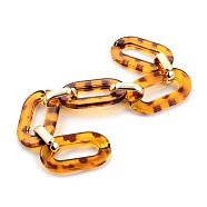 Handmade Quick Link Chains, with Transparent Acrylic Linking Rings and CCB Plastic Linking Rings, Leopard Print Pattern, Peru, 3-7/8 inch(10cm)(AJEW-JB00734)