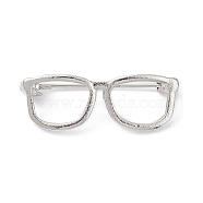Alloy Eyeglasses Frame Brooch Pin, Badge for Backpack Clothes, Platinum, 31.5~33x12x6.5~8mm(JEWB-M027-03P)