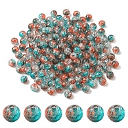 50G Transparent Crackle Acrylic Beads, Round, Dark Turquoise, 8x7.5mm, Hole: 1.8mm(CACR-YW0001-01B)