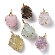Copper Wire Wrapped Natural Raw Gemstone Pendants, Nuggets Charms, 36~52.5x20~34x15~33mm, Hole: 5.5~6x4~5mm(G-C023-11)