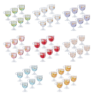 Resin Cup Pendants, with Gold Foil, Wine Glass, Mixed Color, 18~18.5x15x12mm, Hole: 2.5mm, 8 colors, 6pcs/color, 48pcs/box(CRES-NB0001-17)