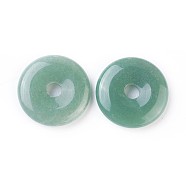 Natural Green Aventurine Pendants, Donut/Pi Disc, Donut Width: 12~12.5mm, 30~31x6~7mm, Hole: 6mm(G-F639-03B)