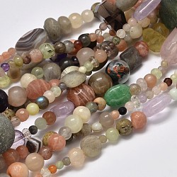 Nuggets Natural & Synthetic Mixed Stone Bead Strands, 4~50x4~20mm, Hole: 1mm, about 15.5 inch(X-G-M297-09)