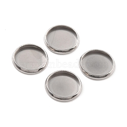 316 Surgical Stainless Steel Cabochon Tray Settings, Plain Edge Bezel Cups, Flat Round, Stainless Steel Color, 12x2mm(STAS-I187-06G-P)