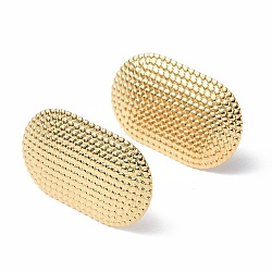 Ion Plating(IP) 304 Stainless Steel Stud Earring Findings, with Vertical Loops, Oval, Real 18K Gold Plated, 27x16.5mm, Hole: 4mm, Pin: 0.7mm(STAS-F286-19G)