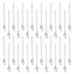 30Pcs 304 Stainless Steel Curb Chain Extender, End Chains with Oval Chain Tabs, Stainless Steel Color, 61x3mm(STAS-UN0053-94)