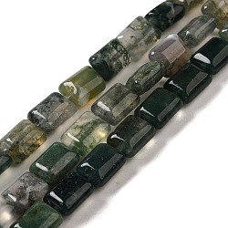 Natural Moss Agate Beads Strands, Rectangle, 8~9x6.5~7x4mm, Hole: 0.8mm, about 45pcs/strand, 15.16 inch(38.5cm)(G-G085-A17-01)