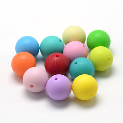 Food Grade Eco-Friendly Silicone Beads, Chewing Beads For Teethers, DIY Nursing Necklaces Making, Round, Mixed Color, 14~15mm, Hole: 2mm(SIL-R008C-15mm)