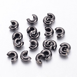 Brass Crimp Beads Covers, Nickel Free, Gunmetal, Size: About 5mm In Diameter, Hole: 1.5~1.8mm(X-KK-H291-NFB-NF)