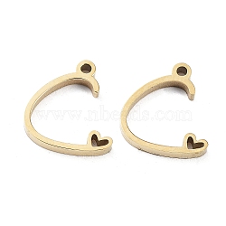 304 Stainless Steel Charms, Laser Cut, Real 14K Gold Plated, Letter C, 11x9x1.5mm, Hole: 1mm(STAS-M327-02G-C)