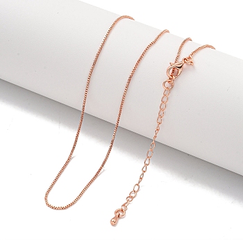 Brass Box Chain Necklaces for Women, Rose Gold, 17.95 inch(456mm)