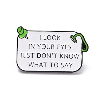 I Look In Your Eyes Enamel Pin, Rectangle Inspirational Enamel Brooch for Backpack Clothes, Electrophoresis Black, White, 20x32x10.5mm, Pin: 1mm.