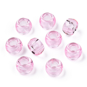 Transparent Plastic Beads, Barrel, Pearl Pink, 9x6mm, Hole: 3.8mm, about 1950pcs/500g