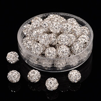 Polymer Clay Rhinestone Beads, Pave Disco Ball Beads, Grade A, Round, PP9, Crystal, PP9(1.5~1.6mm), 6mm, Hole: 1.2mm