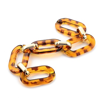 Handmade Quick Link Chains, with Transparent Acrylic Linking Rings and CCB Plastic Linking Rings, Leopard Print Pattern, Peru, 3-7/8 inch(10cm)