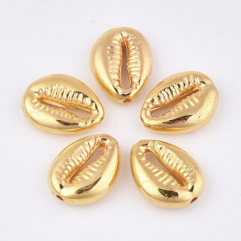CCB Plastic Beads, Cowrie Shell Shape, Golden, 18x13.5x5.5mm, Hole: 1.8mm