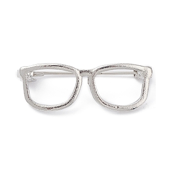 Alloy Eyeglasses Frame Brooch Pin, Badge for Backpack Clothes, Platinum, 31.5~33x12x6.5~8mm