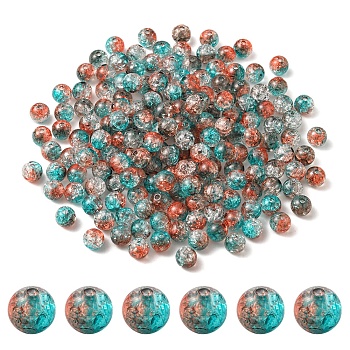 50G Transparent Crackle Acrylic Beads, Round, Dark Turquoise, 8x7.5mm, Hole: 1.8mm