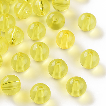 Transparent Acrylic Beads, Round, Yellow, 10x9mm, Hole: 2mm, about 940pcs/500g