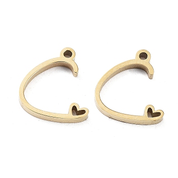 304 Stainless Steel Charms, Laser Cut, Real 14K Gold Plated, Letter C, 11x9x1.5mm, Hole: 1mm