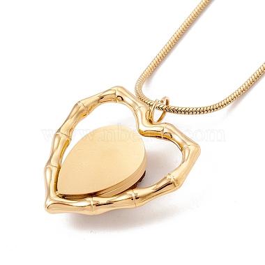 Natural Quartz Heart Pendant Necklace with 304 Stainless Steel Snake Chain(NJEW-K244-01G)-2