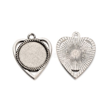 18x4mm Transparent Clear Glass Cabochons and Antique Silver Alloy Heart Pendant Cabochon Settings(DIY-X0183-AS)-4
