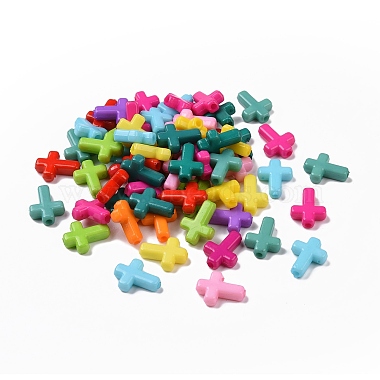 16mm Mixed Color Cross Acrylic Beads