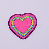 Computerized Embroidery Cloth Iron on/Sew on Patches, Costume Accessories, Appliques, Heart, Colorful, 42x45x1.5mm(DIY-TAC0007-87)