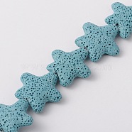 Star Synthetic Lava Rock Beads Strands, Dyed, Light Blue, 25x26x7mm, Hole: 1mm, about 18pcs/strand, 16.5 inch(G-N0099-14)