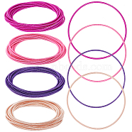 48 Strands 4 Style Pink Series Spring Bracelets, Minimalist Bracelets, Steel French Wire Gimp Wire, for Women Stackable Wearing, Mixed Color, 12 Gauge, 2mm, Inner Diameter: 58.5mm, 12 strands/style(TWIR-BC0001-48)