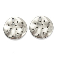 304 Stainless Steel Pendants, Flat Round, Stainless Steel Color, 17x17.5x2mm, Hole: 1.6mm(STAS-P279-32P)