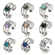 Natural Gemstone Adjustable Rings, with Platinum Brass Findings, Long-Lasting Plated, Jewely for Women, Adjustable(RJEW-K269-10P)