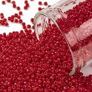 TOHO Round Seed Beads, Japanese Seed Beads, (45A) Opaque Cherry, 15/0, 1.5mm, Hole: 0.7mm, about 15000pcs/50g(SEED-XTR15-0045A)